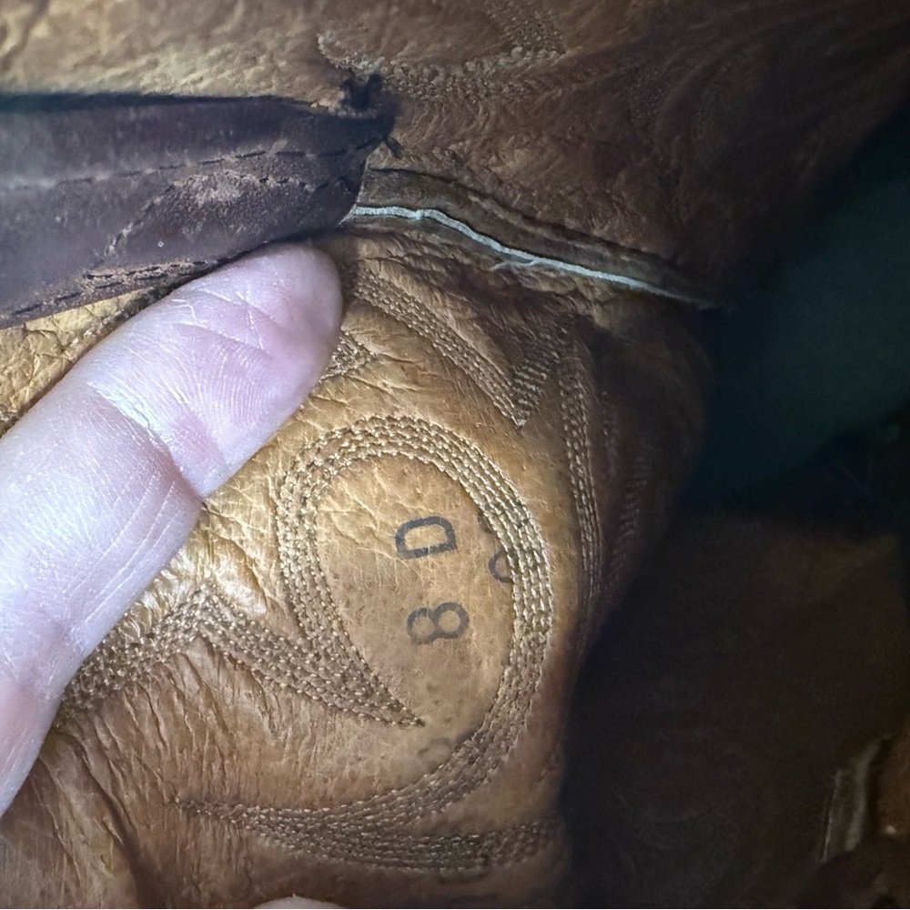 Dan Post brown Leather cowboy Boots Embroidery men’s 8 western pointed toe - Picture 10 of 16